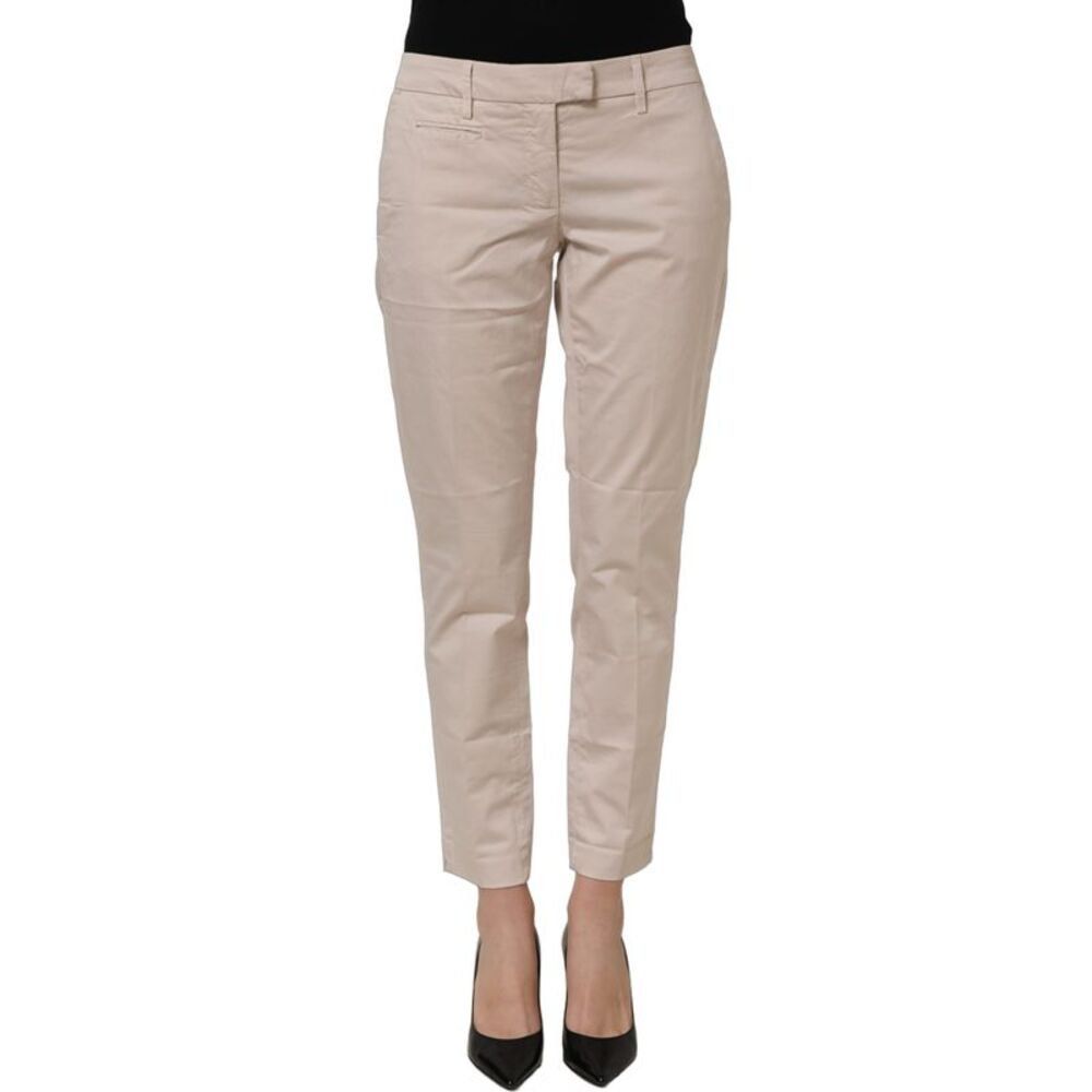 Dondup Beige Low Waist Tapered Women Cropped Trousers Women's Pants